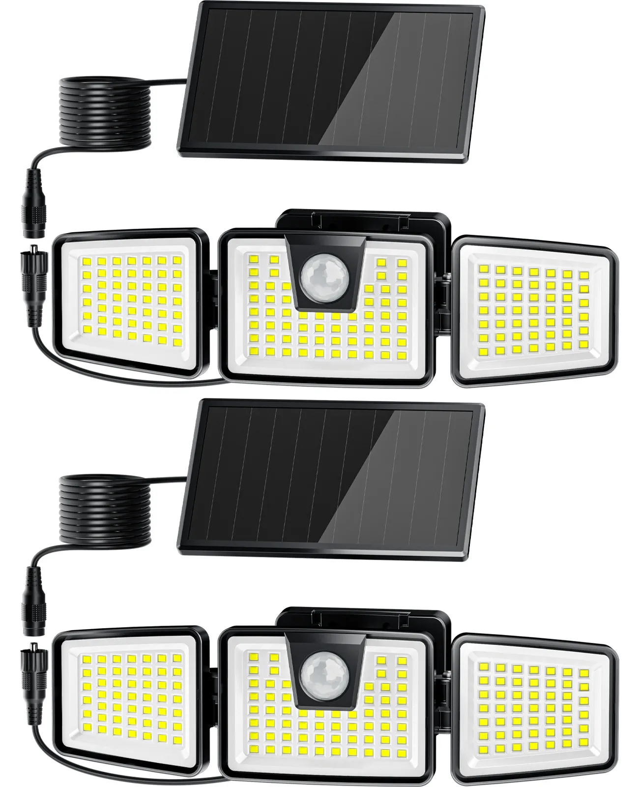 Picture of AIXPI 156A LED three-head rotatable outdoor waterproof human body induction courtyard solar wall lamp 